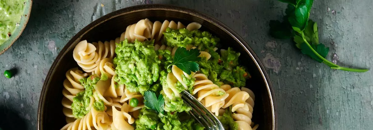 Pasta mit Erbsensoße - schnelles Gericht