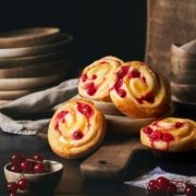 Puddingschnecken wie vom Bäcker mit Johannisbeeren